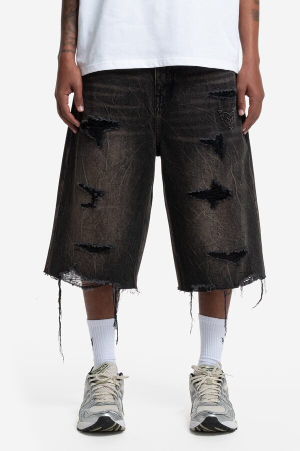 RamatiA Dark Gray Ripped Distinctive Jorts – Edgy Streetwear Style - Image 3