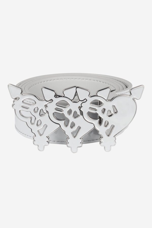 RamatiA Shiny Light Grey Triple Heart Belt – Cute & Adjustable