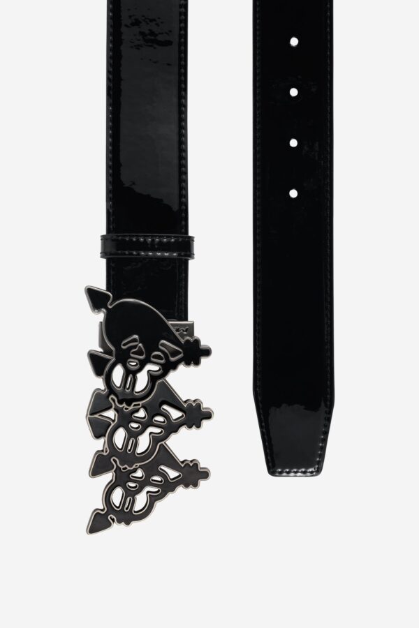 RamatiA Shiny Black Triple Heart Belt – Stylish & Adjustable - Image 2