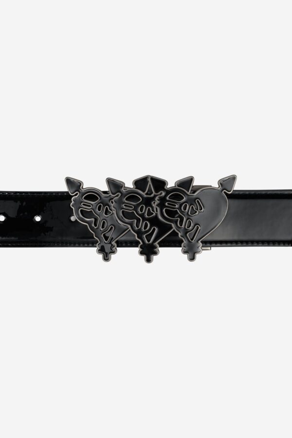 RamatiA Shiny Black Triple Heart Belt – Stylish & Adjustable - Image 3