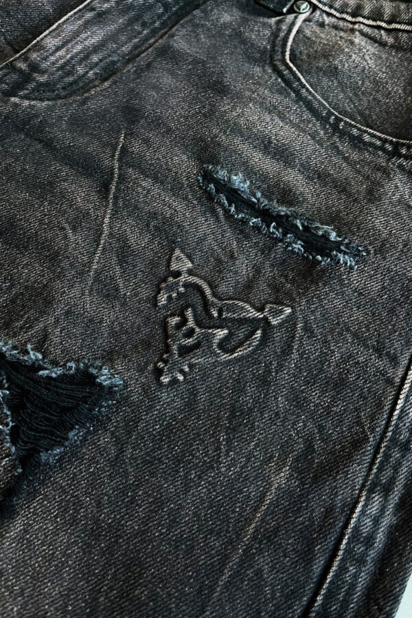 RamatiA Dark Gray Ripped Distinctive Jorts – Edgy Streetwear Style - Image 7
